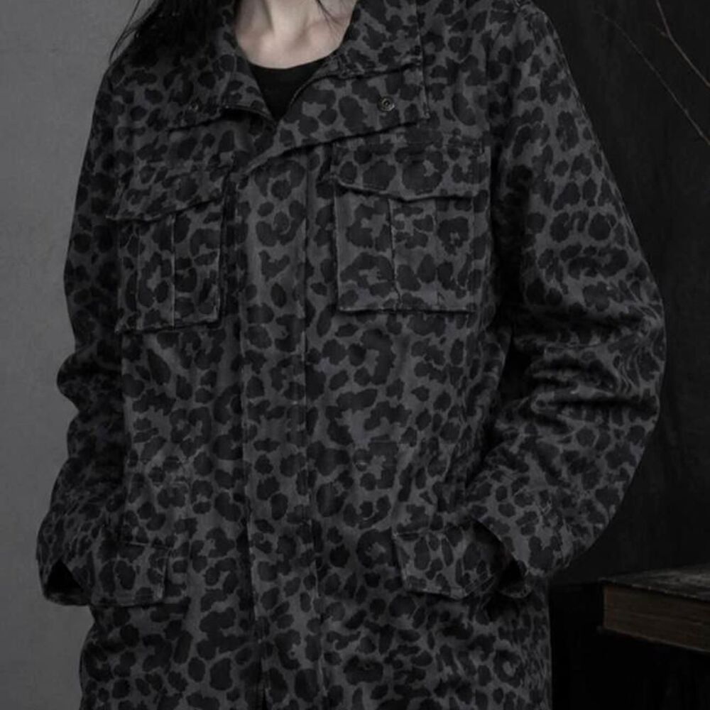 Lime Lush Charcoal Leopard Utility Jacket Size Women’s Large